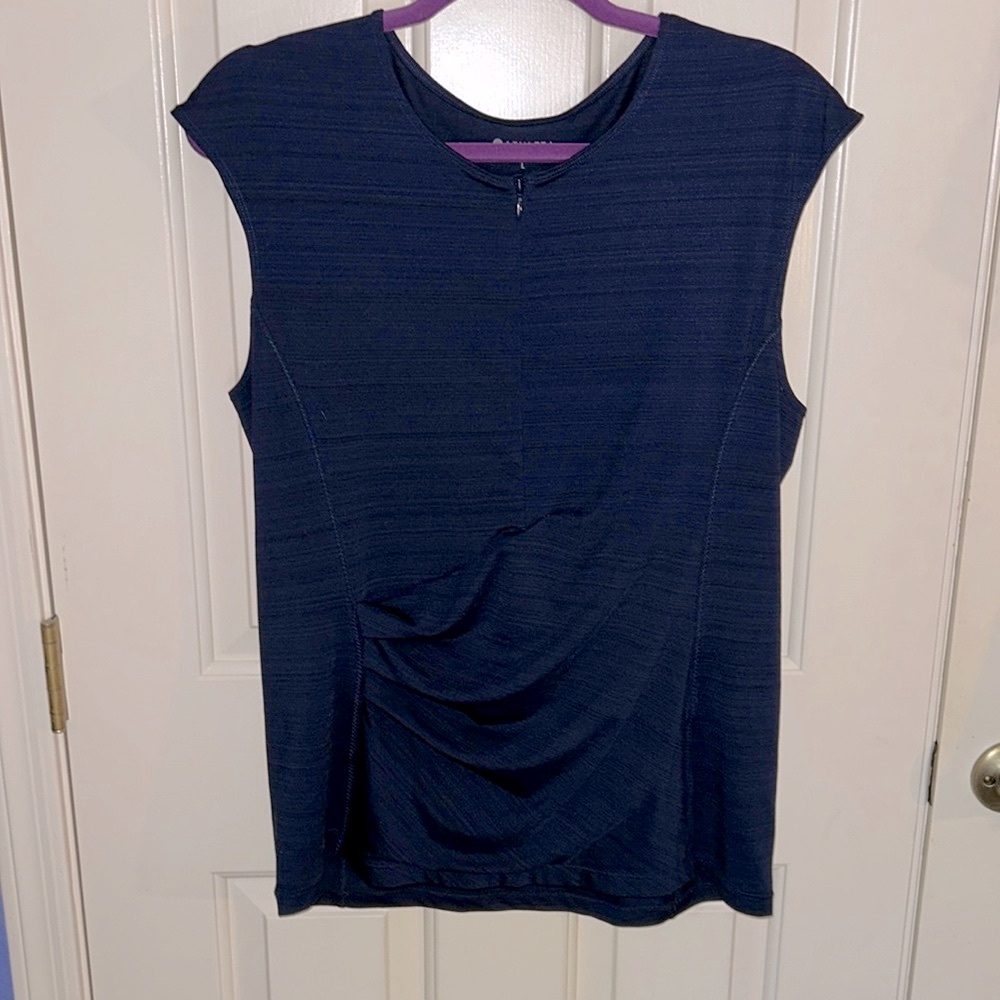 Athleta Exclusive Quarter Zip Ruched Navy Blue Golf Tank sz Lg